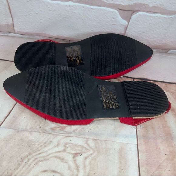NWT TORRID Sz 8.5 WW RED EMBELLISHED FAUX SUEDE SLINGBACK FLATS ALMOND TOE - Picture 8 of 8